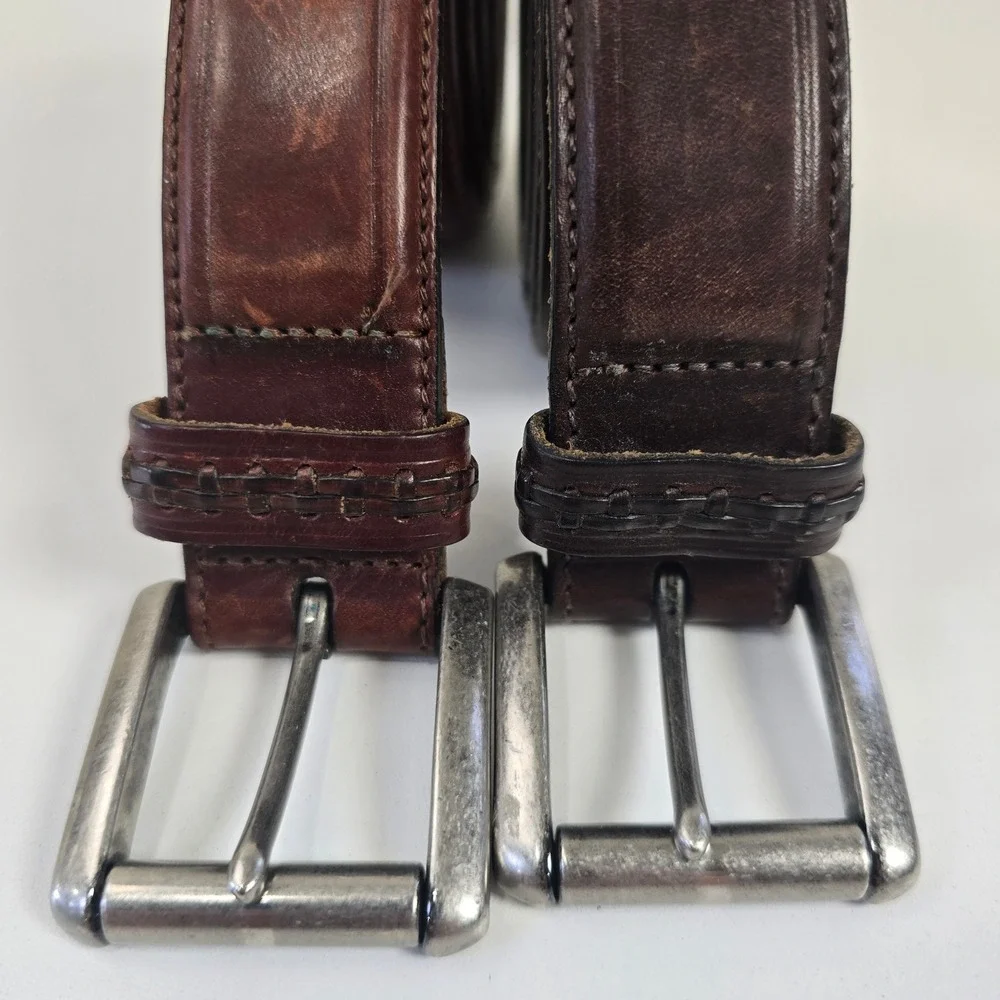 Coach‎ Mens Leather Belts Set of 2 Size 42 Brown Dark Brown Glovetanned USA Made